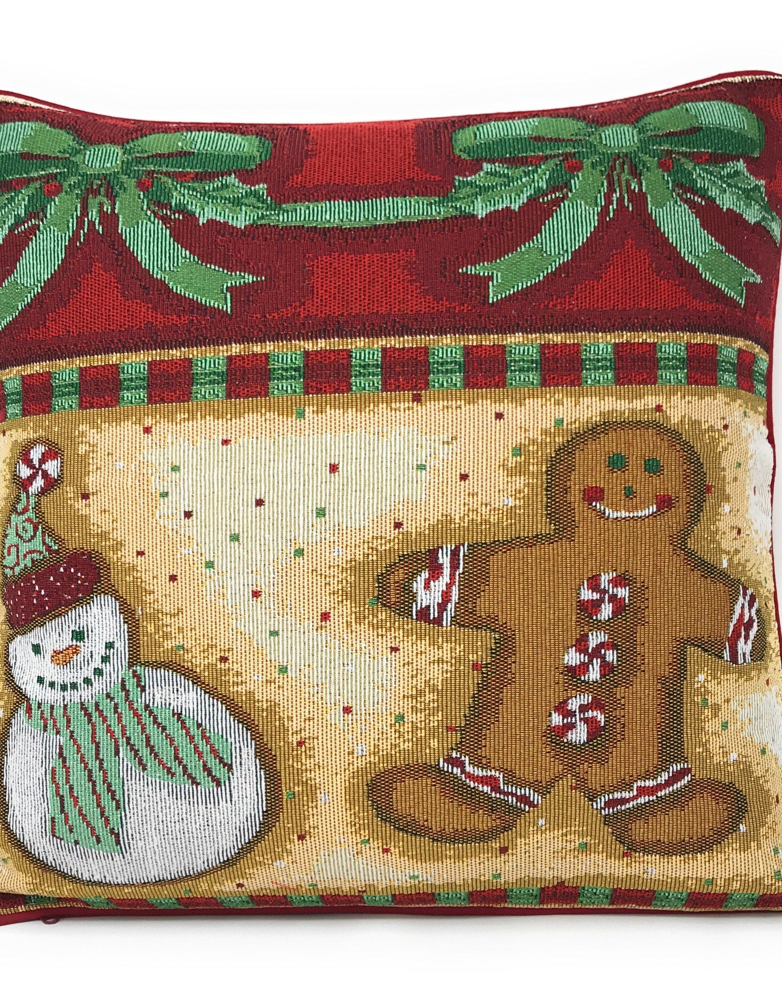 DaDa Bedding Set of 4 Pieces - Magical Santa Snowman Gingerbread Christmas Holiday Tapestry Throw Pillow Covers Bundle Pack - 16" x 16" by DaDa Bedding Collection