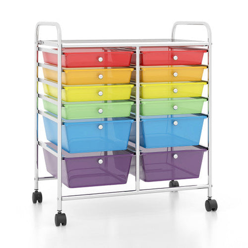 Load image into Gallery viewer, 12 Drawers Rolling Cart Storage Scrapbook Paper Organizer Bins-Multicolor
