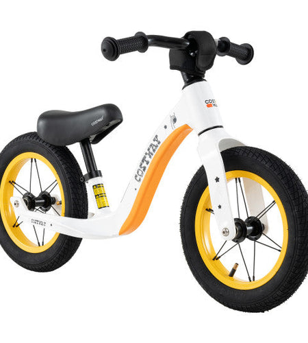 12-Inch Balance Bike with Adjustable Seat and Rotatable Handlebar for Over 36 Months Old-White