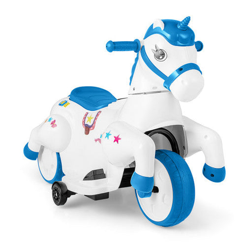Load image into Gallery viewer, 12V Unicorn Ride on Toy with Training Wheels and Horse Riding Mode-Navy
