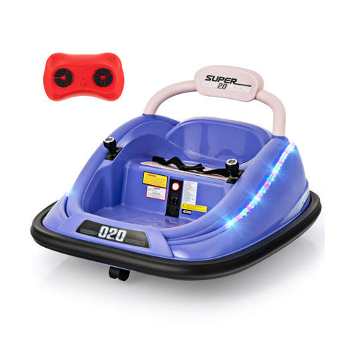 Load image into Gallery viewer, 12V Kids Bumper Car Ride on Toy with Remote Control and 360 Degree Spin Rotation-Purple
