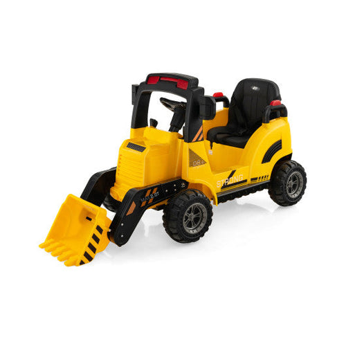 Load image into Gallery viewer, 12V Kids Ride On Construction Tractor with Electric Adjustable Bucket-Yellow
