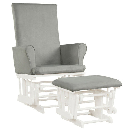 Load image into Gallery viewer, Baby Nursery Relax Rocker Rocking Chair Glider and Ottoman Cushion Set-Gray
