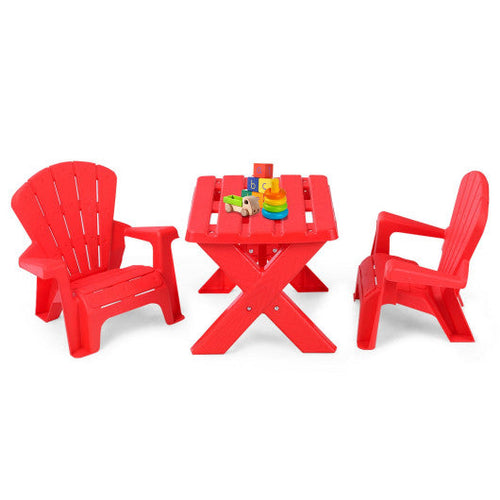 Load image into Gallery viewer, 3-Piece Plastic Children Play Table Chair Set-Red
