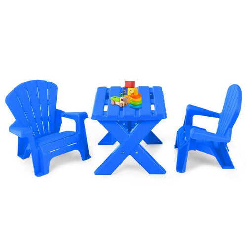 Load image into Gallery viewer, 3-Piece Plastic Children Table Chair Set-Blue
