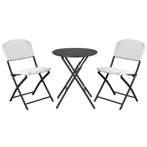 Load image into Gallery viewer, 3 Pieces Patio Rattan Bistro Set with Round Dining Table and 2 Chairs
