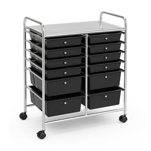 Load image into Gallery viewer, 12 Drawers Rolling Cart Storage Scrapbook Paper Organizer Bins-Black
