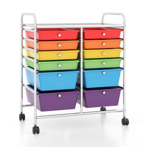 Load image into Gallery viewer, 12 Drawers Rolling Cart Storage Scrapbook Paper Organizer Bins-Deep Multicolor
