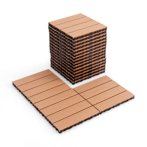 Load image into Gallery viewer, 12 x 12 Inch 18 Piece All Weather Interlocking Deck Tiles for Splicing Area-Brown
