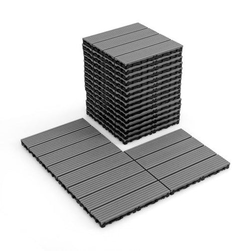Load image into Gallery viewer, 12 x 12 Inch 18 Piece All Weather Interlocking Deck Tiles for Splicing Area-Gray
