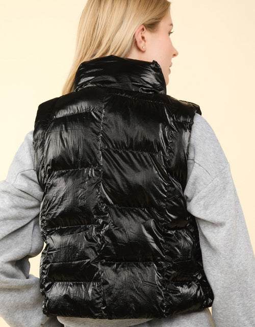 Load image into Gallery viewer, VERY J Shiny Metallic Zip Up Puffer Vest
