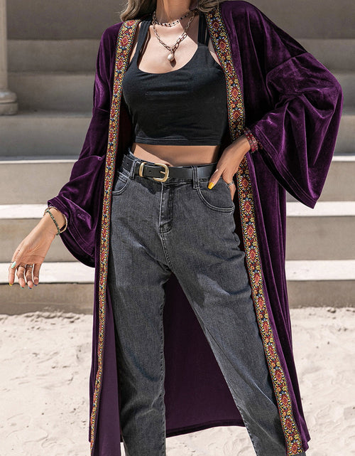 Load image into Gallery viewer, Embroidered Open Front Long Sleeve Cardigan
