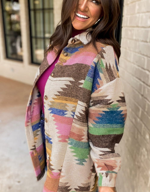 Load image into Gallery viewer, Geometric Button Up Long Sleeve Jacket
