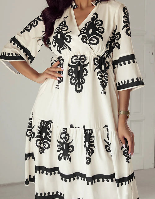 Load image into Gallery viewer, Printed Half Sleeve Knee Length Dress
