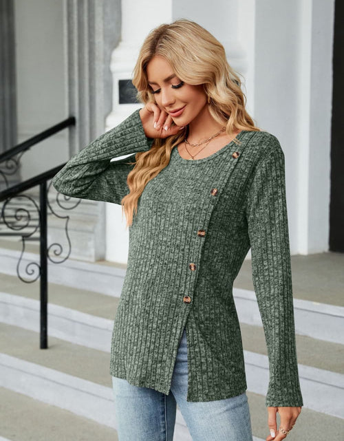 Load image into Gallery viewer, Buttoned Long Sleeve Slit Top

