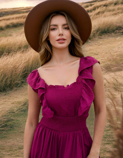 Load image into Gallery viewer, Ruffled Smocked Square Neck Maxi Dress
