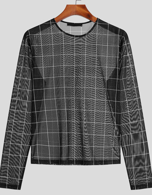 Load image into Gallery viewer, Men's Full Size Plaid Round Neck Long Sleeve Top Plus Size

