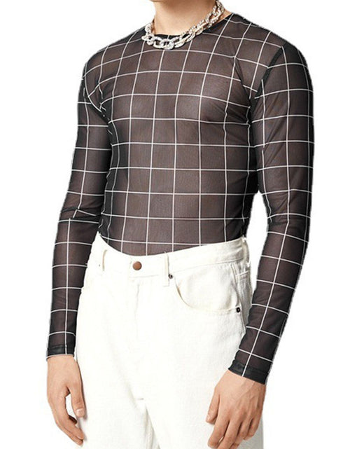 Load image into Gallery viewer, Men's Full Size Plaid Round Neck Long Sleeve Top Plus Size
