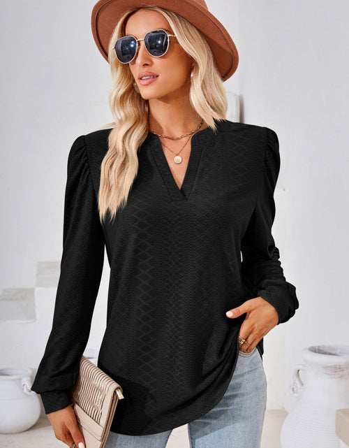 Load image into Gallery viewer, V-Neck Puff Sleeve Blouse
