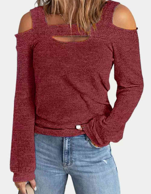 Load image into Gallery viewer, Full Size Cutout Cold Shoulder Blouse

