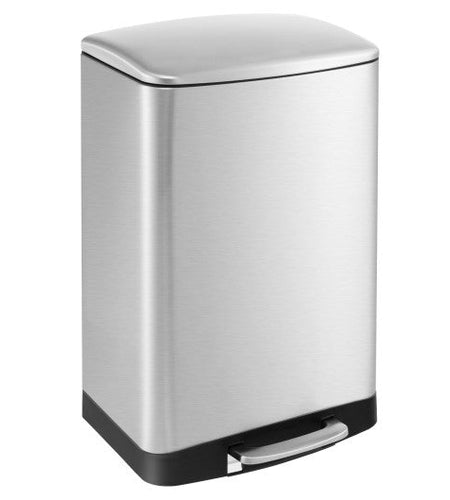 13.2 Gal Stainless Steel Trash Can with Lock Device-Sliver
