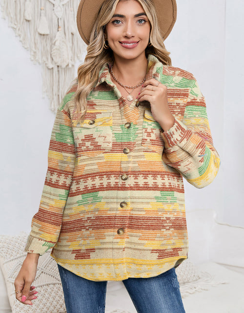 Load image into Gallery viewer, Geometric Button Down Collared Jacket
