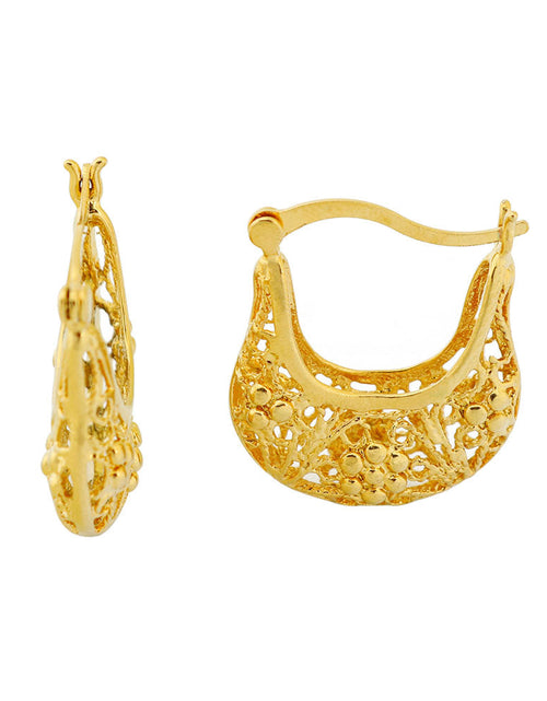 Load image into Gallery viewer, 14K Gold Cute Filigree Hoop Earring
