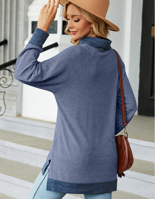 Load image into Gallery viewer, Slit Mock Neck Long Sleeve T-Shirt

