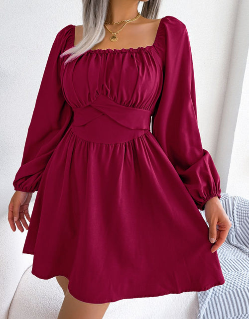 Load image into Gallery viewer, Tied Square Neck Balloon Sleeve Dress
