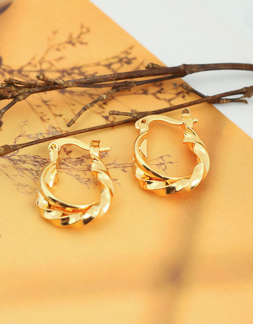 Load image into Gallery viewer, 14K Gold Cute Double Hoop Earring
