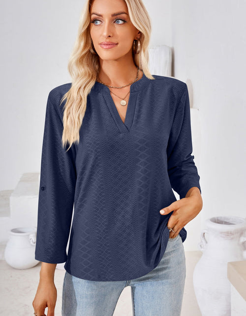 Load image into Gallery viewer, V-Neck Roll-Tap Sleeve Blouse
