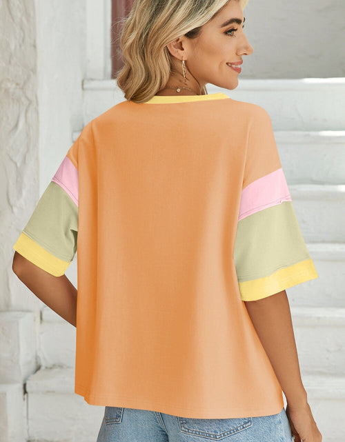 Load image into Gallery viewer, Lovelet Color Block Round Neck Half Sleeve T-Shirt
