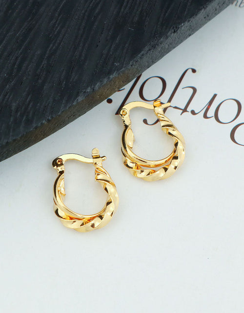 Load image into Gallery viewer, 14K Gold Cute Double Hoop Earring
