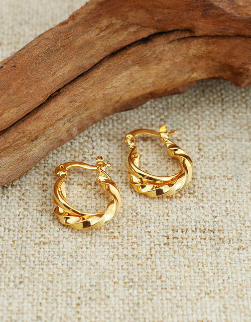Load image into Gallery viewer, 14K Gold Cute Double Hoop Earring
