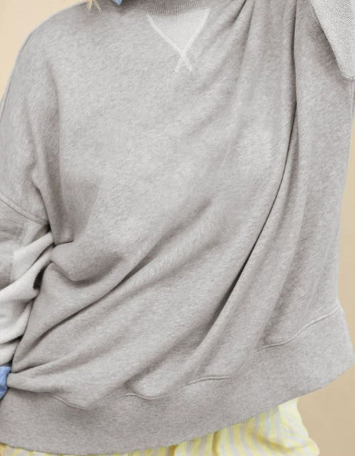 Load image into Gallery viewer, Side Slit Round Neck Long Sleeve Sweatshirt

