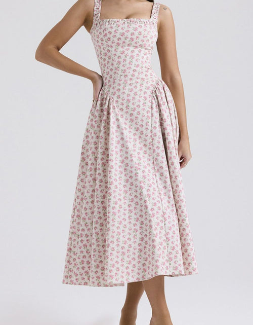 Load image into Gallery viewer, Floral Square Neck Wide Strap Midi Dress
