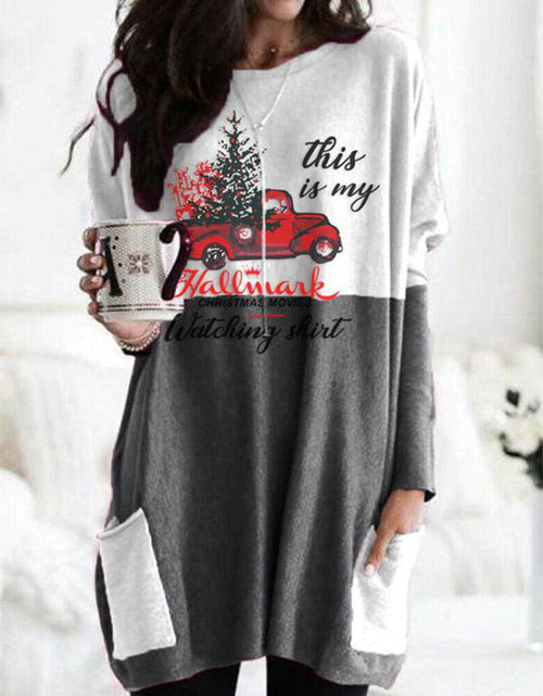 Load image into Gallery viewer, Full Size Graphic Two-Tone Round Neck Long Sleeve T-Shirt
