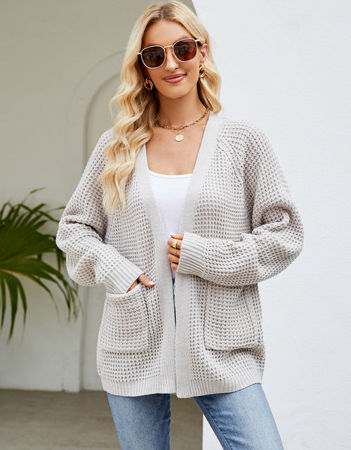 Load image into Gallery viewer, Open Front Long Sleeve Cardigan with Pockets
