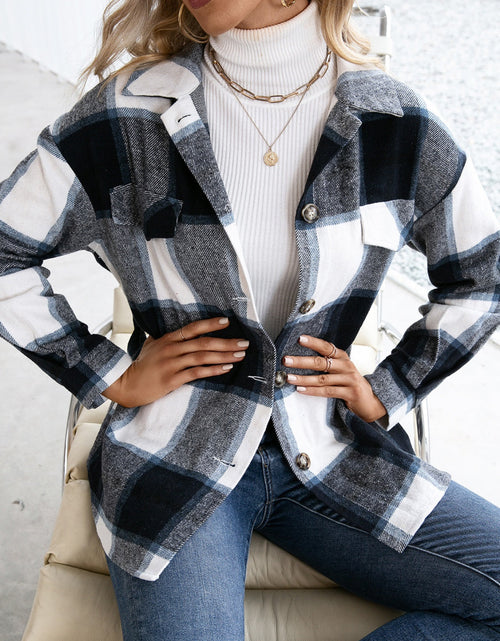 Load image into Gallery viewer, Ivy Lane Plaid Button Up Long Sleeve Shacket
