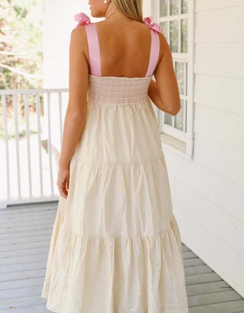 Load image into Gallery viewer, Tiered Tie Shoulder Midi Cami Dress
