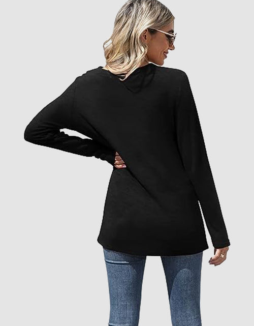 Load image into Gallery viewer, Lace Detail V-Neck Long Sleeve T-Shirt
