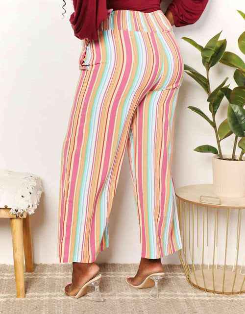 Load image into Gallery viewer, Double Take Striped Smocked Waist Pants with Pockets
