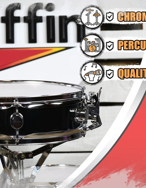 Load image into Gallery viewer, Piccolo Snare Drum 13" x 3.5" by GRIFFIN - 100% Poplar Wood Shell Black PVC &amp; White Coated Drum Head by GeekStands.com

