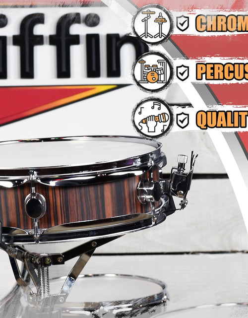 Load image into Gallery viewer, Piccolo Snare Drum 13" x 3.5" by GRIFFIN - 100% Poplar Wood Shell Black Hickory Finish &amp; Drum Head by GeekStands.com

