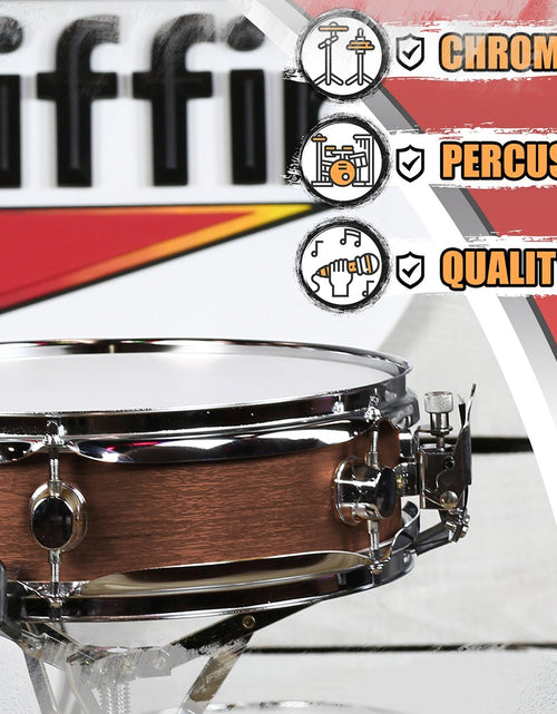 Load image into Gallery viewer, Piccolo Snare Drum 13" x 3.5" by GRIFFIN - 100% Poplar Wood Shell Hickory Finish &amp; Coated Drum Head by GeekStands.com
