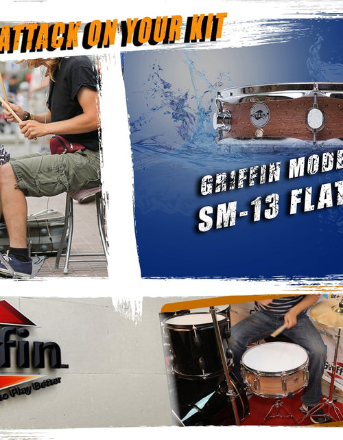 Load image into Gallery viewer, Piccolo Snare Drum 13" x 3.5" by GRIFFIN - 100% Poplar Wood Shell Hickory Finish &amp; Coated Drum Head by GeekStands.com
