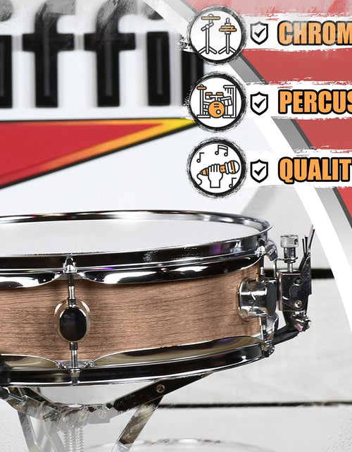 Load image into Gallery viewer, Piccolo Snare Drum 13" x 3.5" by GRIFFIN - 100% Poplar Shell with Oak Wood Finish &amp; Coated Drum Head by GeekStands.com
