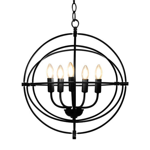 Load image into Gallery viewer, 20 Inch 5 Lights Metal Chandelier with Pivoting Interlocking Rings
