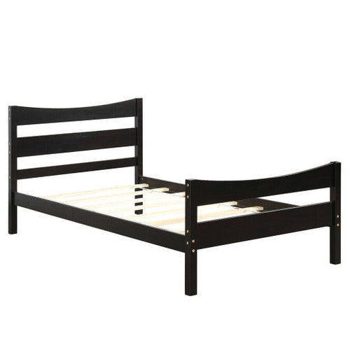 Load image into Gallery viewer, Twin Size Rustic Style Platform Bed Frame with Headboard and Footboard-Dark Brown
