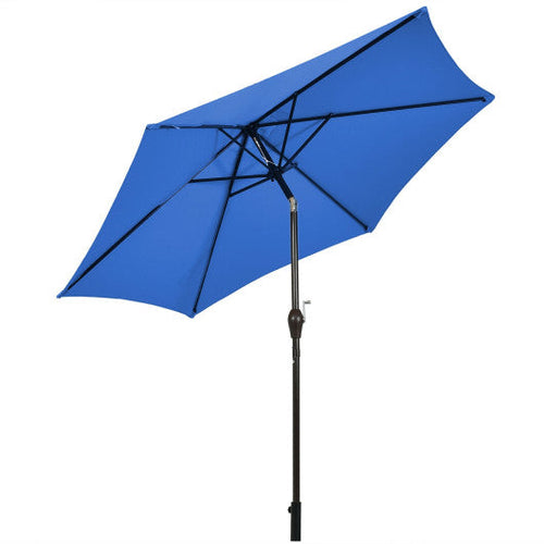 Load image into Gallery viewer, 9 ft Outdoor Market Patio Table Umbrella Push Button Tilt Crank Lift-Blue
